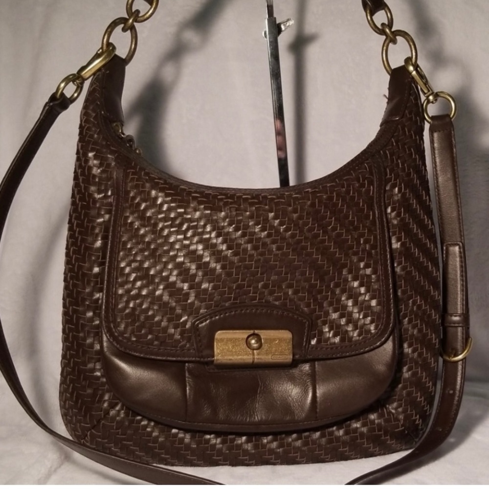 Coach Brown Kristen woven leather Crossbody.